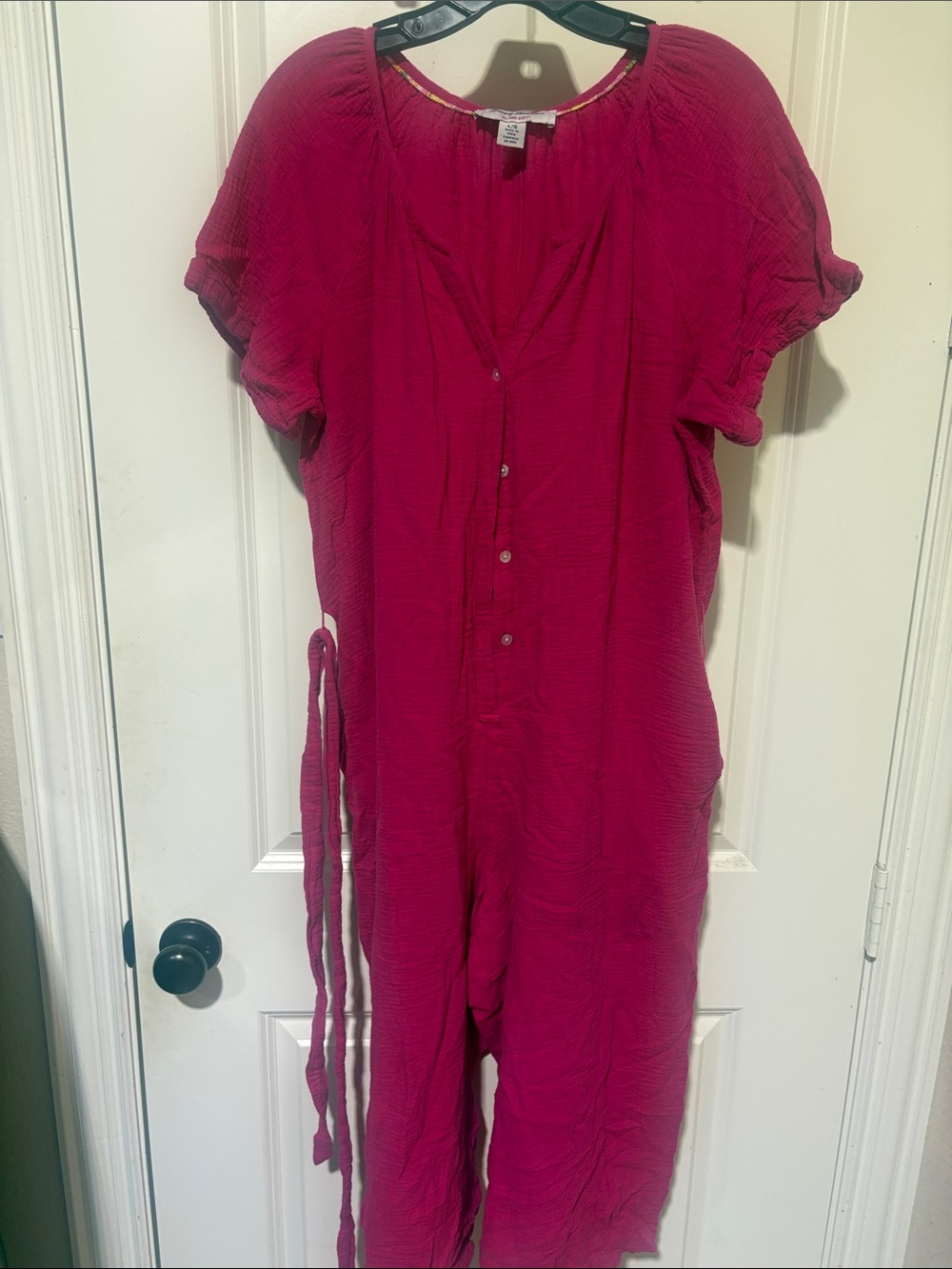 Tommy Bahama Fuchsia Button-Front Jumpsuit
